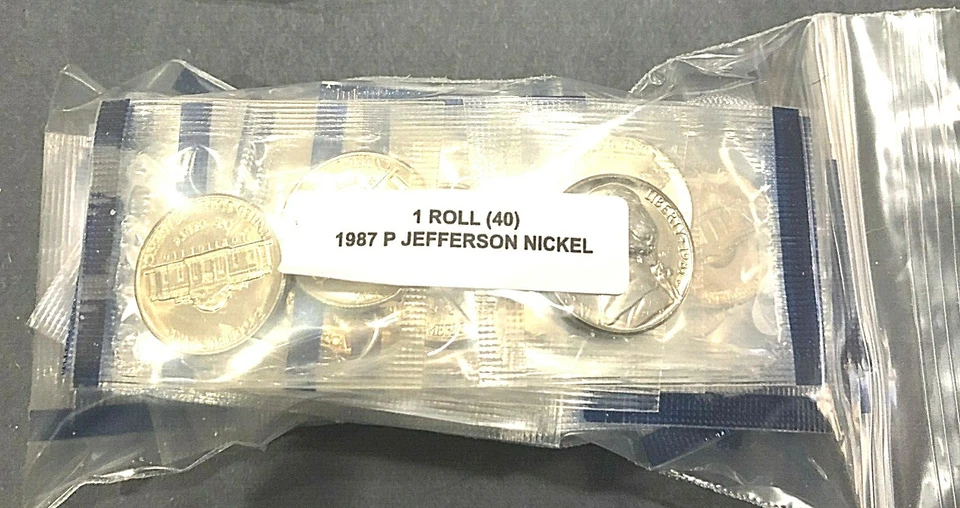 ROLL 1987 p Jefferson Nickel (40) In Mint Cello - Image 1 of 3