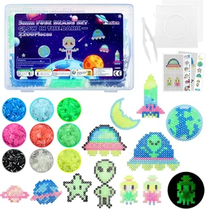 2200Pcs 5Mm Fuse Beads Kit for Kids, Iron Beads Set with 8 Fluorescence Colors, - Picture 1 of 7