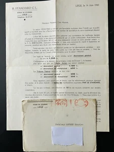 Carta Oficial Estándar de Lieja 14/06/60 - Amistosa con Barcelona - Imagen 1 de 1