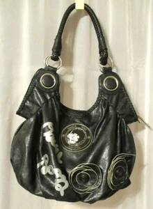 Borsa a mano Betty Boop nera manici intrecciati medaglione Betty pelle? - Foto 1 di 7