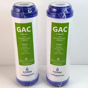 2 Express Water Activated Carbon Water Filters Replacement 10 inch 5 Micron GAC - Picture 1 of 2