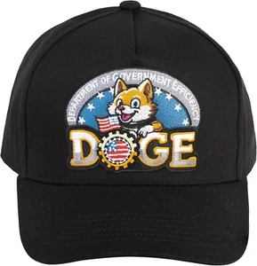 Doge Hat, Department of Government Efficiency Embroidered Logo Cap, Black D.O.G. - Picture 1 of 12
