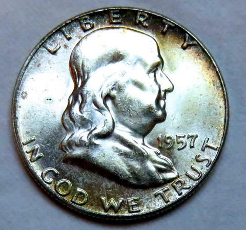 1957-P Franklin Half Dollar__BU / MS__nice toning Cover