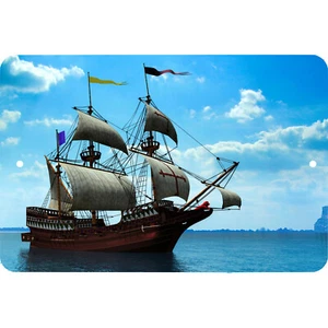 Pirate Ship "Beautiful Blue" metal sign - Wall Decor - Man Cave - She Shed Art - Picture 1 of 1