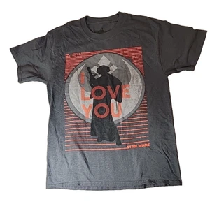 Disney  Shirt Mens Medium Star Wars Princess Leia Tee Top Gray I Love You Quote - Picture 1 of 7
