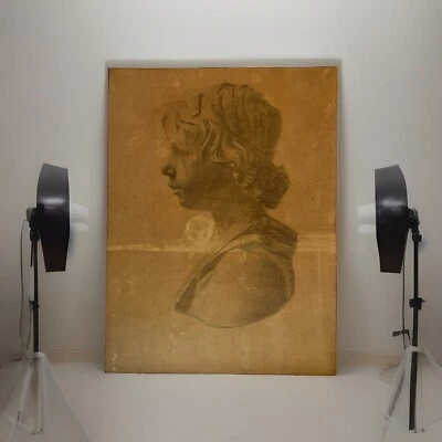 Dibujo original, perfil, posible firma en verso, sin marco Foto 1 de 4