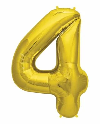 Gold Foil Balloon Number 4 Birthday Age Party Wedding Inflatable Banner Decor - Image 1 of 2