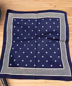 NOS Vtg Vintage Navy Polka Dot Cotton USA BANDANA Kerchief Hanky RN86211 21" - Picture 1 of 2