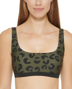 DKNY Women's Green Leopard Print Bikini Top - XS - Green - Picture 1 of 2