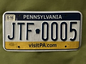 2016 Expired Pennsylvania License Plate USA Good Pennsylvania Auto JTF-0005 - Picture 1 of 2