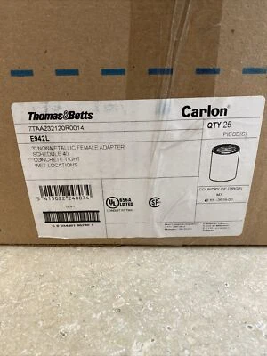 Carlon E942L, 3 inch PVC Conduit Female  Adapter  ( Box Of 22 ) - Image 1 of 3