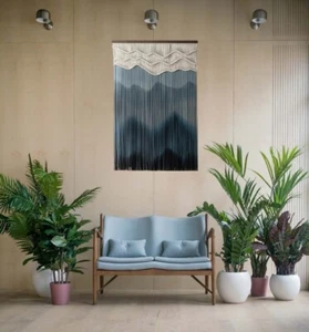 Moderno arte de fibra tejida teñido por inmersión colgante de pared decoración arte sala tapiz - Imagen 1 de 11