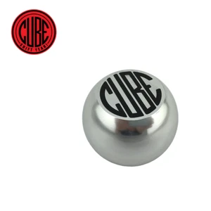 CUBE Speed Billet Aluminum Round Shift Knob (Black on Silver) - Picture 1 of 3