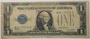 nicer Funny Back 1928 A $1.00 Blue Seal Note, w/serial# W54770526A - Picture 1 of 2