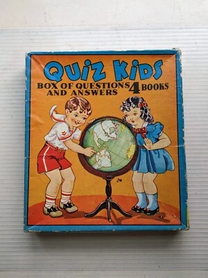 VINTAGE Quiz Kids Box of Questions with 4 Books, Saalfield Publishing, 1941 Foto 1 de 4