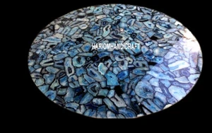 Tavolino Angolare Marmo Nero Casuale Lapislazzuli Intarsiato Giardino Pietra Decorazione H3845 - Foto 1 di 1