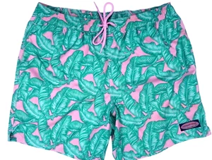 VINEYARD VINES CHAPPY 7" HIBISCUS LEAF FLORAL TRUNKS MEN LARGE 36 shorts stretch - Picture 1 of 9