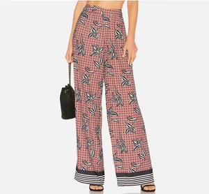 Asilio Return of Infinity Flare Pant High Waist Wide Leg M 10 US 6 Red Floral - Picture 1 of 16