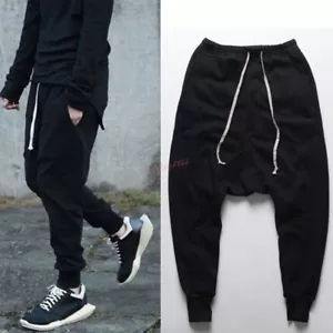 Men New Dance Baggy Hip Hop Low Drop Crotch Pants Harem Jogging Lace Up Trousers - Picture 1 of 6