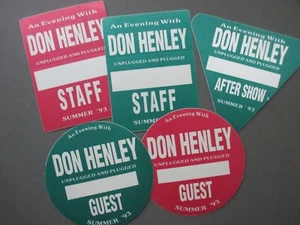 Don Henley backstage pass satin stickers FIVE Summer '93 EAGLES - OTTO ! - Picture 1 of 1