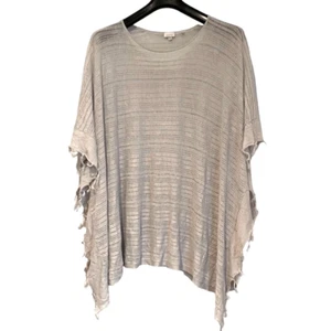 Kinross Fringe Openwork Linen Poncho One Size - Picture 1 of 5
