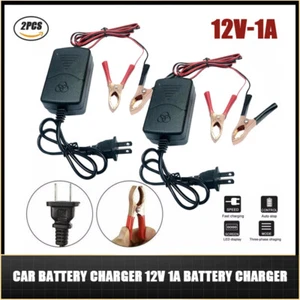 2PCS Car Battery Charger 12V 1A Battery Chargerfor Boats & Car Truck SUV RV - Picture 1 of 7