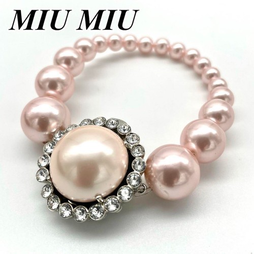 MIU MIU Raro Bracciale MiuMiu Perle Bijou Strass Rosa