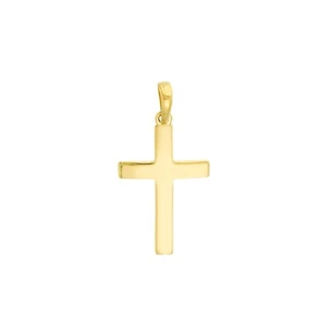 Cross Pendant 14K Solid Yellow, White Gold Straight Edged Necklace Charm 1.15 gr - Picture 1 of 12