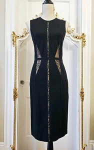 Alessandro Dell'Acqua Black with Lace Inserts Stretch Dress, size IT 42, US 6, S - Picture 1 of 15