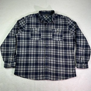 Camicia uomo pile Eddie Bauer XL blu navy tasche a quadri bottoni metallo morbido - Foto 1 di 13