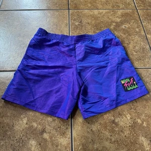 Vintage 90s Surf Style Shorts Size Large with pockets purple iridescent - Picture 1 of 8