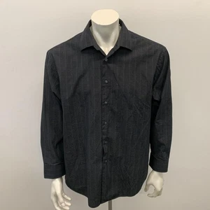 Calvin Klein Dress Shirt Men's Size 17 1/2 Gray Black Plaid Long Sleeve... - Picture 1 of 4