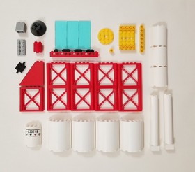 Lego City - Space Center #3368 parts lot - red support girders 1x6x5, cylinders