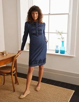 BODEN DENIM Samantha Denim Dress In Blue 100% Cotton Ladies Size US 4R/UK 8R - Image 1 of 4