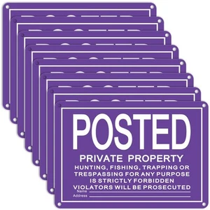 Tandefio 8 Pcs Large No Trespassing Signs Private Property Reflective Aluminu... - Picture 1 of 7