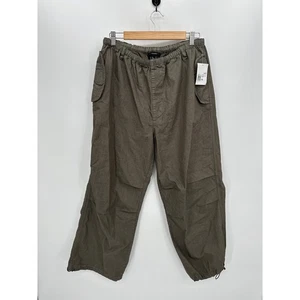 Forever21 Hose weites Bein anthrazit Damen XL Fallschirm Kordelzug Knöchel neu mit Etikett - Bild 1 von 8