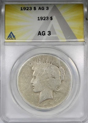 1923 Peace Dollar ANACS AG3 LOW BALL COIN Circulated - Image 1 of 4