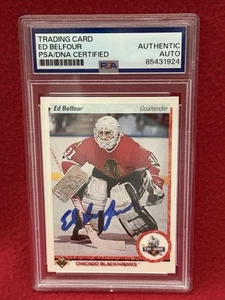 ED BELFOUR Blackhawks Signed 1990-91 Upper Deck Star ROOKIE RC Card PSA 85431924 - Picture 1 of 2