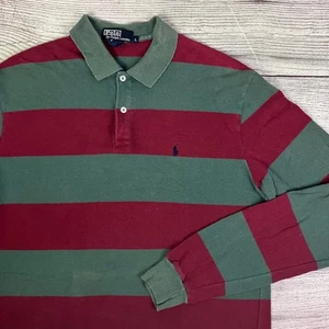 Polo Ralph Lauren Vintage Años 90 Rayas Polo Manga Larga Camisa Talla Para Hombre Grande - Imagen 1 de 8