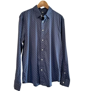 FAHERTY Mens L Long-Sleeve Movement Monterey Button Shirt Navy Dusk Diamond - Picture 1 of 12