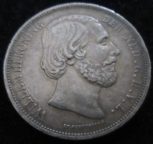 MDS HOLANDA HOLANDA 21/2 FLORINES 1867 "WILLEM III.", PLATA #AA - Imagen 1 de 2