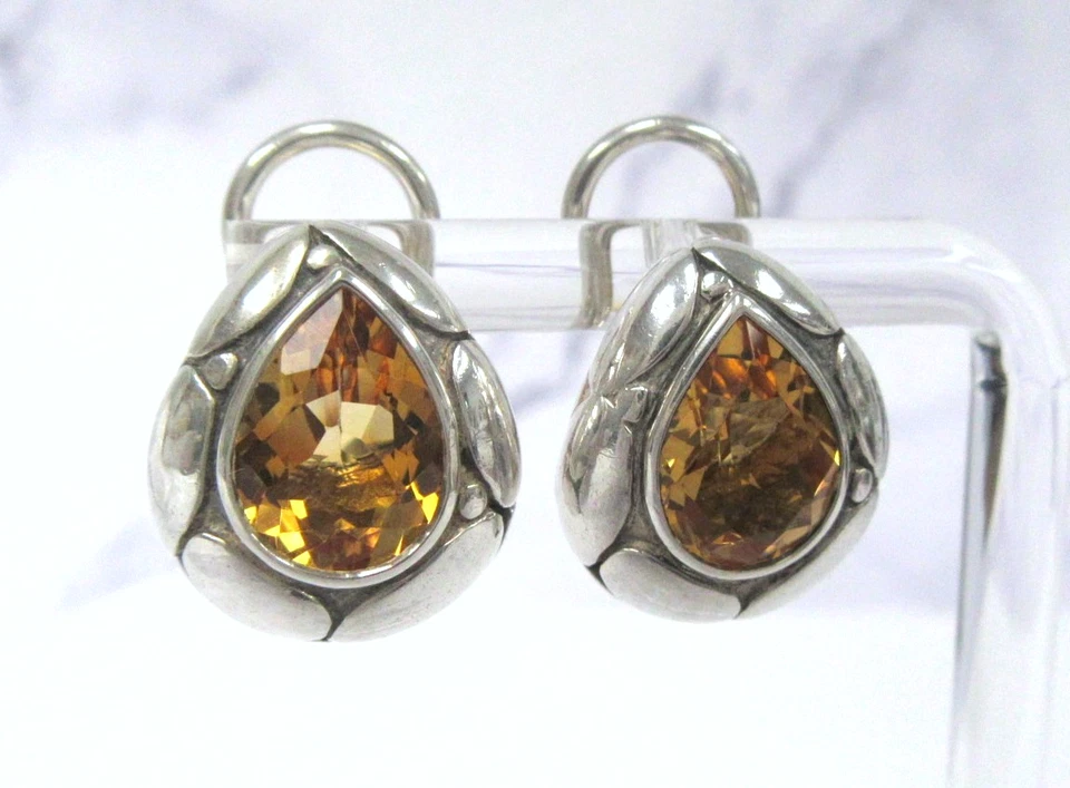 Pendientes John Hardy Kali Guijarro Plata Esterlina Citrino Buda Vientre Postes 18k Foto 1 de 1