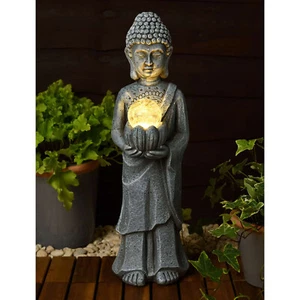 Standing Buddha With Solar Ultra Bright LED Light Garden Decoration Stone Effect - Picture 1 of 6