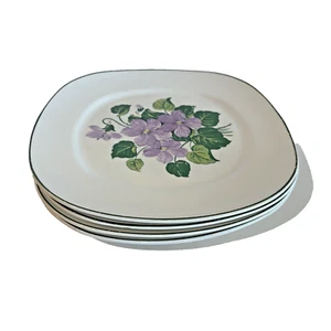 Taylor Smith & Taylor "Marsh Violet",  Approx 10 3/8" Dinner Plates Set of 4 - Picture 1 of 8