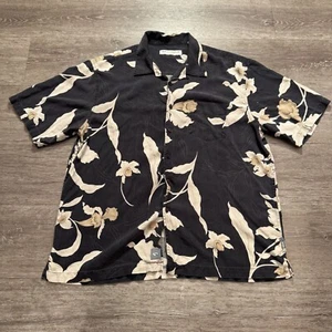 Vintage Quicksilver Shirt Mens Large Floral Print Hawaiian Surf Silk Loop Collar - Picture 1 of 8