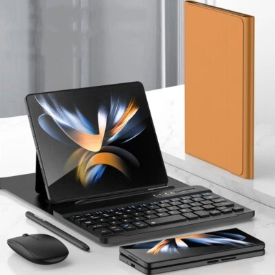 Wireless keyboard folding leather case for Samsung Galaxy Z Fold 4/Fold 3 mouse - Image 1 of 4