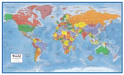 48x78 World Classic Premier Wall Map Mega Poster Laminated - Image 1 of 4