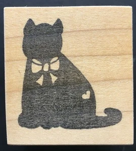 KITTY KATZE SCHATTEN SOLIDE SILHOUETTE TIER SYMBOL Holz Stempel - Bild 1 von 2