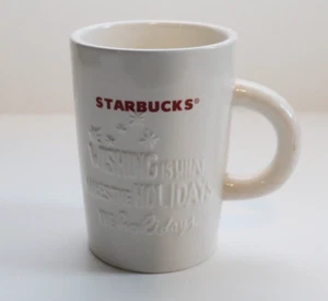 Starbucks Coffee Mug Logo Holiday Wishes White Stars Ceramic 10 oz 280ml 2010 - Picture 1 of 4
