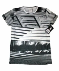 Camiseta geométrica urbana blanca y negra SEVEN SOULS para hombre mezcla de algodón talla mediana - Imagen 1 de 3